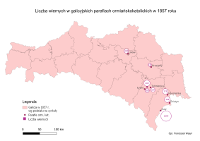 Liczba wiernych w galicyjskich parafiach orm.kat. w 1857 roku